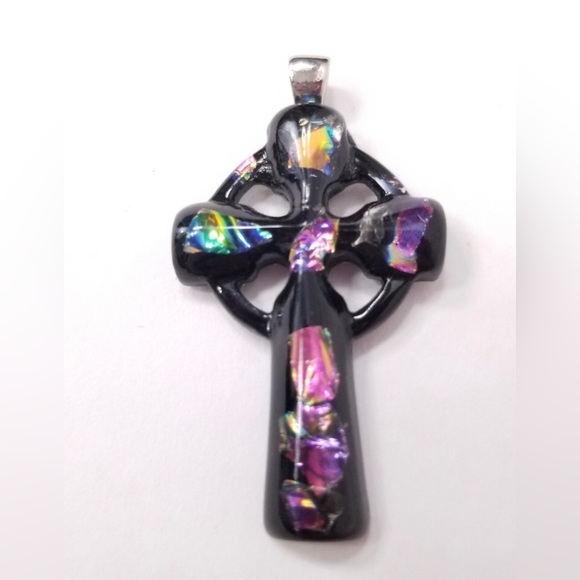 Jewelry - Rainbow resin black cross pendant